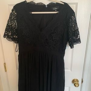 Lulus Black Lace Skater Dress